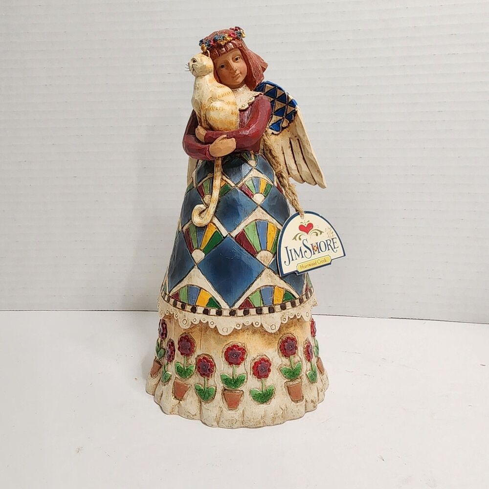 Jim Shore Angel With Orange Tabby Cat Heartwood Creek 2002 #105170 Retired VTG
